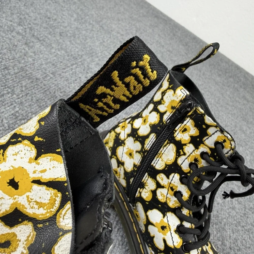 Dr. Martens Boots Kids 1 Black Floral 1460 Pascal J Combat Ankle Zip Lace Up